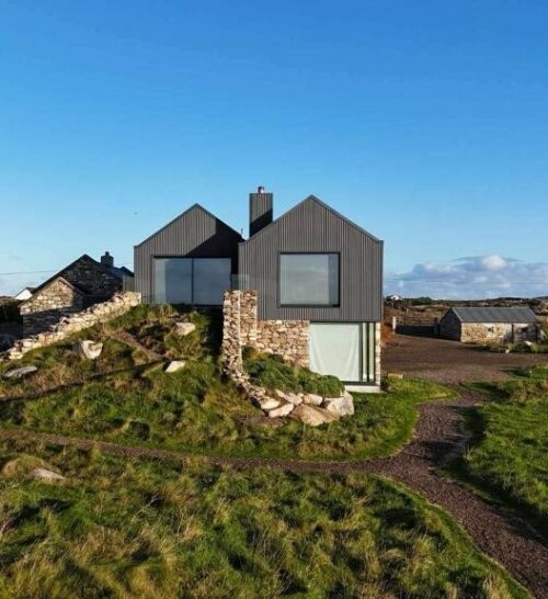 Front elevation of repurposed cottage at Connemara