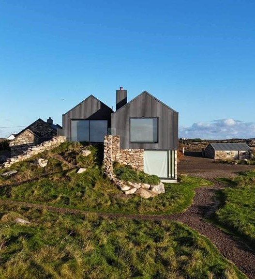 Front elevation of repurposed cottage at Connemara