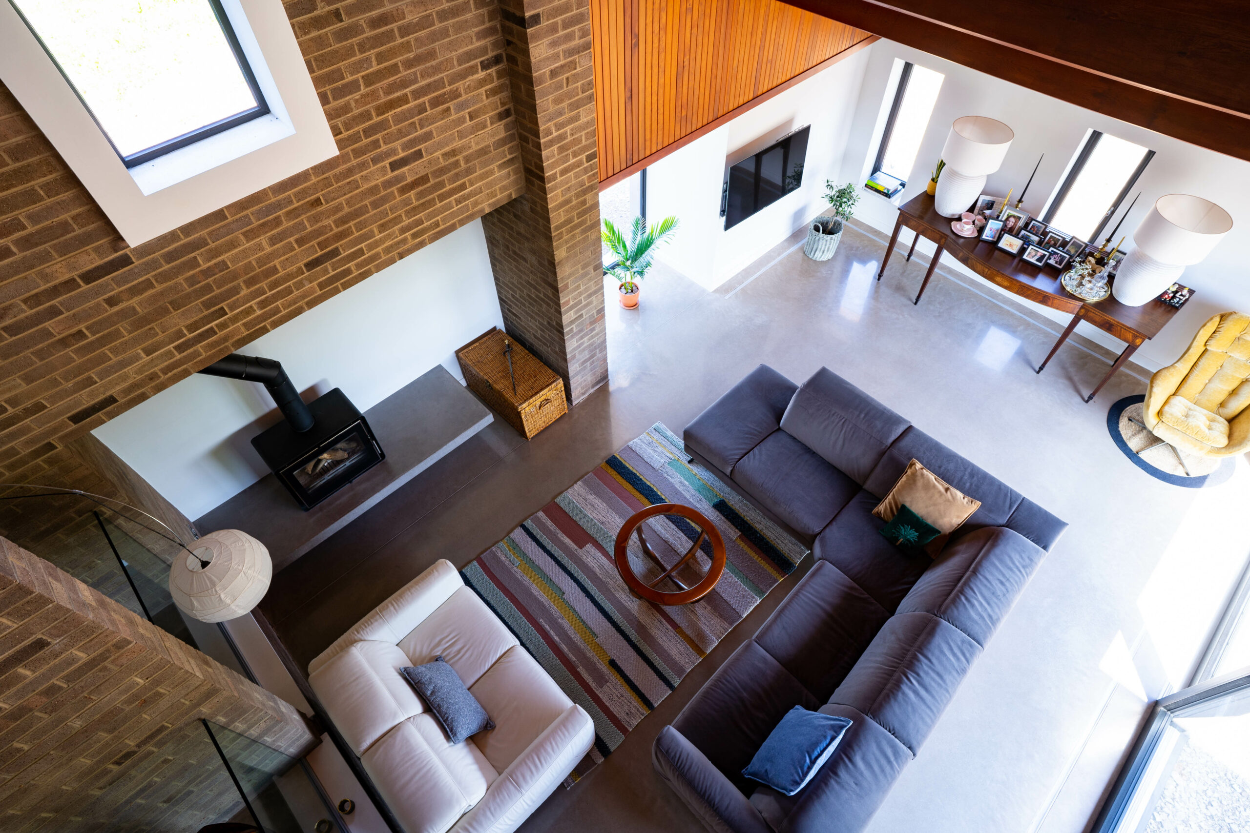 Looking down from the 1st floor to the open plan living area