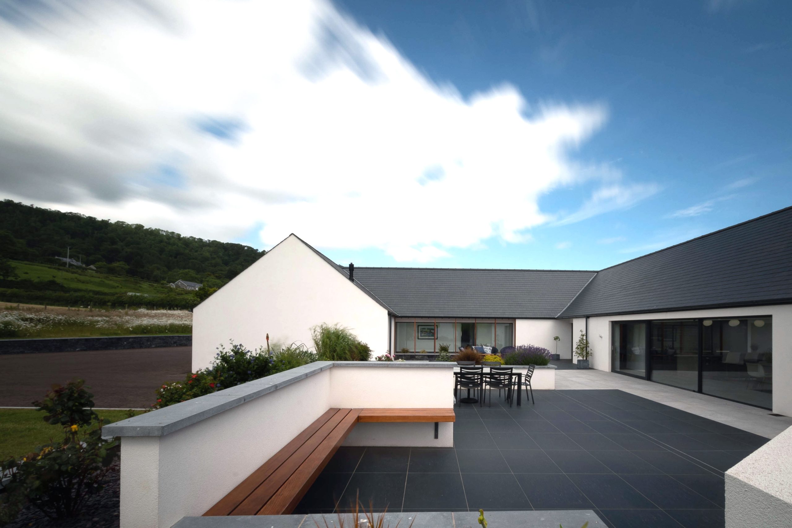 Courtyard view of bungalow at Carnlough