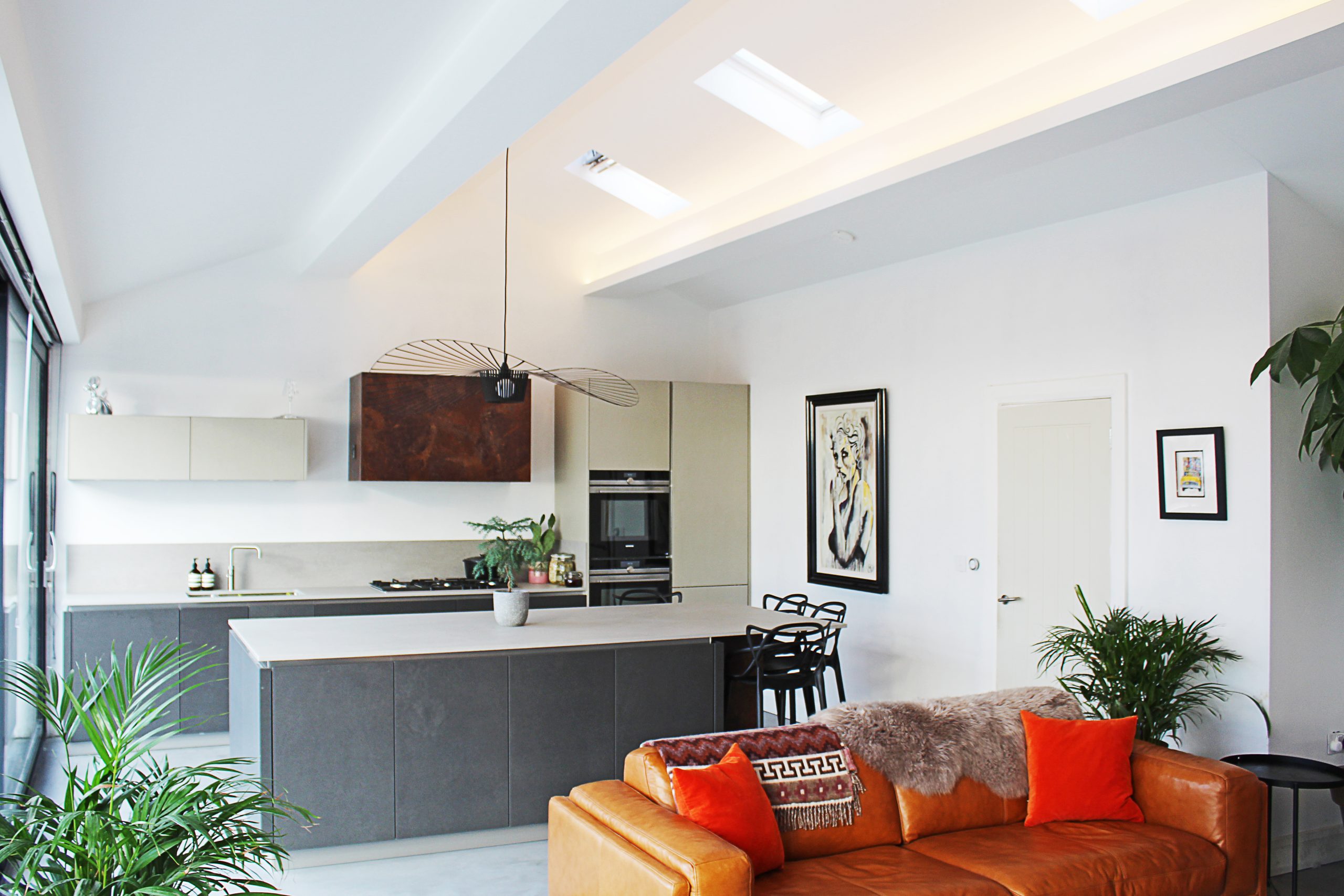 Interior photo of open plan living room and kitchen at Portaferry